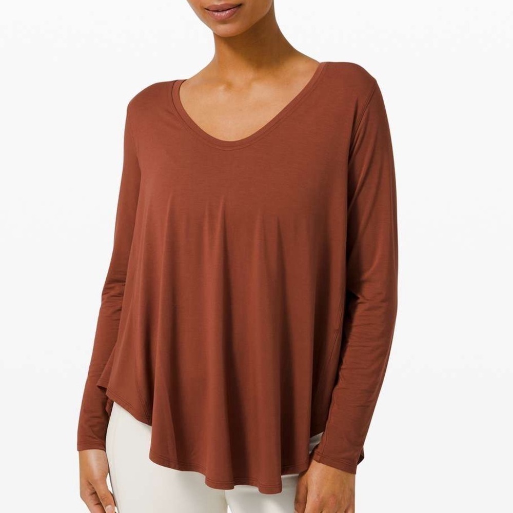 Lululemon Up for Down Time Long Sleeve Dark Terracotta Size 6